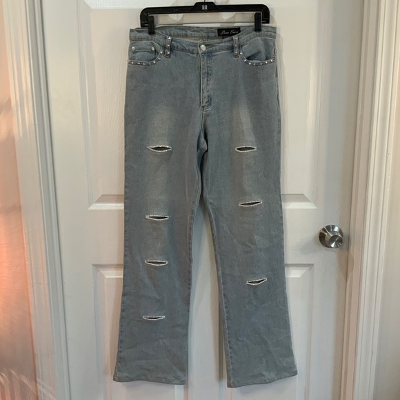 LANA ERICA RHINESTONE CUT OUT JEANS SIZE 10 - Picture 1 of 13